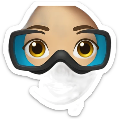 a woman with an a black scubadiver suit. she wear a pink diving mask, she has blue eyes inside the dive mask. brown long and straight hair sticker