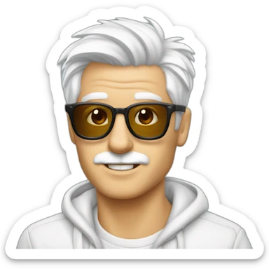 hombre-con-gafas-rojas-con-un-perro-westie sticker