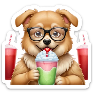 Dog with slushie at movie theater watching Wicked sticker