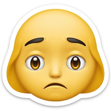sad face with a big pouty bottom lip, and sad eyes and make it the emoji face not a human face sticker