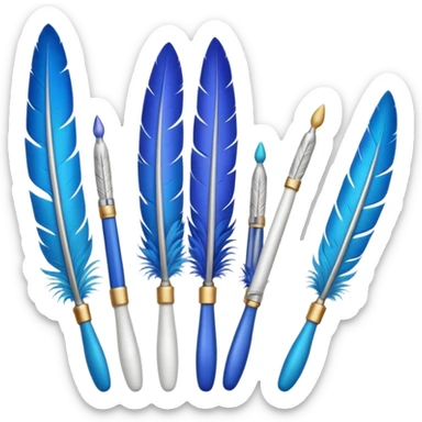 A row of goose feather pens sticker