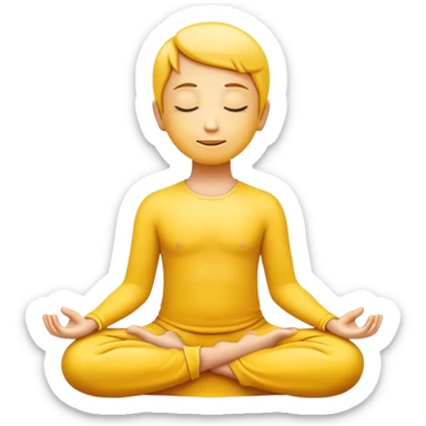classic yellow emoji in lotus pose, serene face, meditating sticker