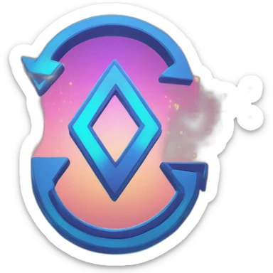 Design a dynamic repeat symbol with glowing arrows in a loop, set against an abstract, technological background. sticker