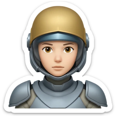 futuristic armored soldier portrait, head and shoulders only, helmet visor, sci-fi armor details, 3D cartoon, mobile game icon style, clean background, no text, no watermark

 sticker