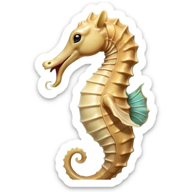 Cinematic Realistic Cute Yawning Sea Horse Portrait Emoji, Head tilted slightly with a dramatic, wide-open yawn, showcasing a soft, flowing body with gently drooping fins and half-closed, drowsy eyes rendered in delicate detail, high shine, relaxed yet expressive, styled with a dash of underwater charm, soft glowing outline, capturing the essence of a sleepy yet affectionate sea horse that appears ready to rest in tranquil water. sticker