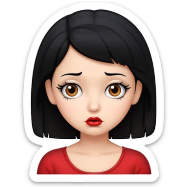 Do not change the face I already created, I want her with Betty boop face and black hair confused sticker