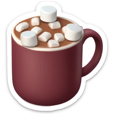 Burgundy mug of hot chocolate with marshmallows  sticker