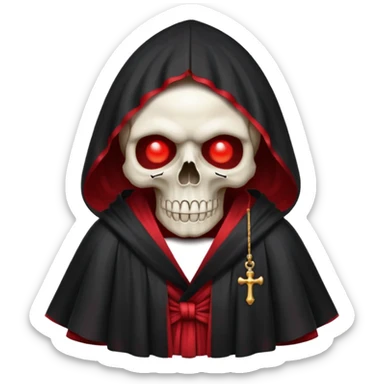 skull with red eyes draped in a dark robe sticker