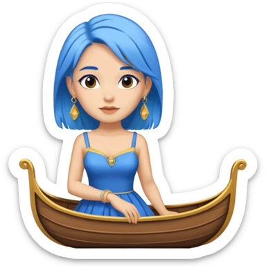 venice gondolier woman fat earring wearing blue hair sticker