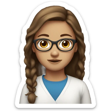 girl with blue eyes, glasses and medium brown hair and feckles sticker