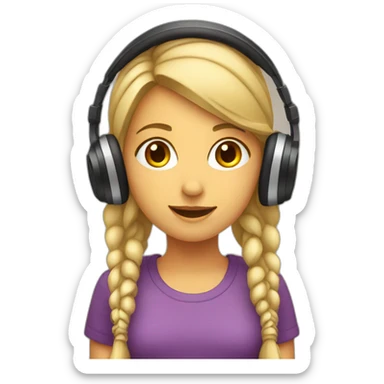 girl with headset, listening to music sticker
