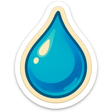 cartoon style sticker, single water drop symbol, simple and clear, no text sticker