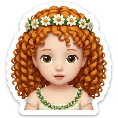 baby with flower tiara ginger curly hair sticker