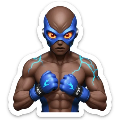 energy alien MMA fighter portrait, head and shoulders only, glowing veins, crackling aura, futuristic fight gloves, intense glowing eyes, 3D cartoon, mobile game icon style, clean background, no text, no watermark
 sticker