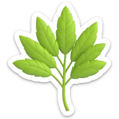 3D emoji style, herb leaf, three-dimensional and lively, no background sticker