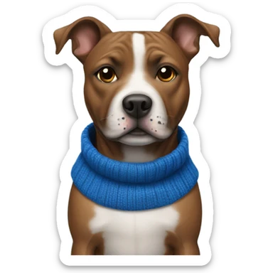 A dog staffie with a blue sweater  sticker