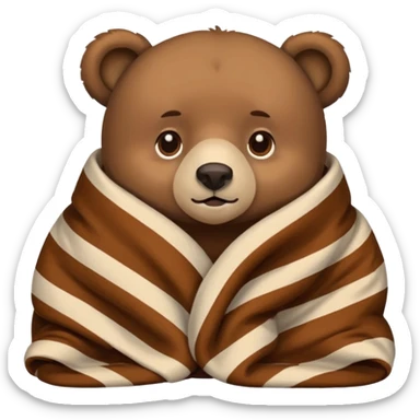 Bear cozy in blanket sticker