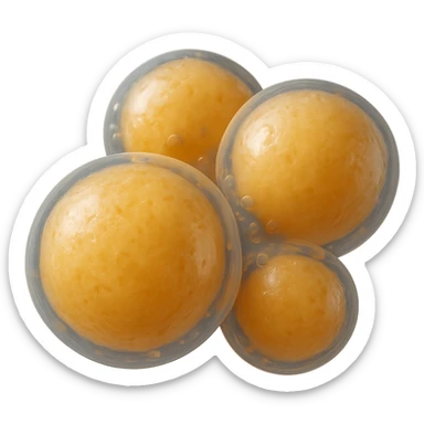 hyperrealistic 3D rendering of isolated fat cells (adipocytes), macro detail, no background sticker