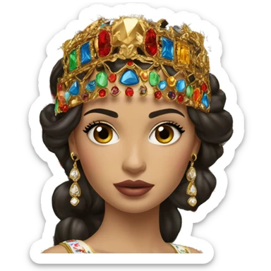Dolce and Gabbana Italian model with dark hair and headband with colourful ornament and golden detais  sticker