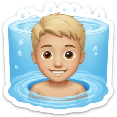 smiling boy in wading pool sticker