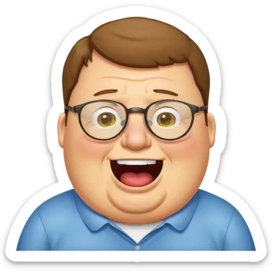 peter griffin with glasses as a laughing crying emoji in Midjourney style sticker