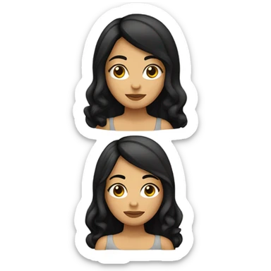 Venezuelan girl with black hair, curly on one side and straight on the other side sticker