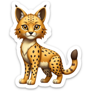 Cute realistic colorful bobcat-lynx-cheetah-caracal-leopard-hybrid-Fakemon full body with patterns and markings sticker
