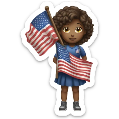 Girl who hold an american flag sticker