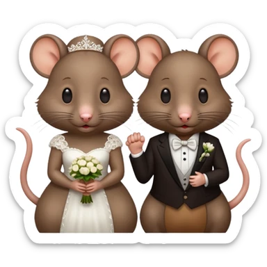 Two rats, a male and a female, getting married  sticker