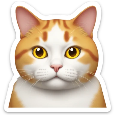 Fat red white cat with yellow eyes looking directly into the camera sticker