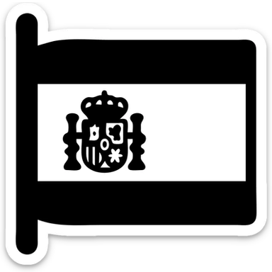 Spanish flag with red and yellow horizontal stripes and coat of arms sticker