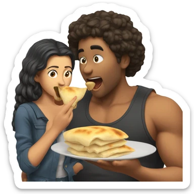 My girlfriend feeding me a roti bite sticker