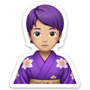 não binário japones kimono roxo sticker