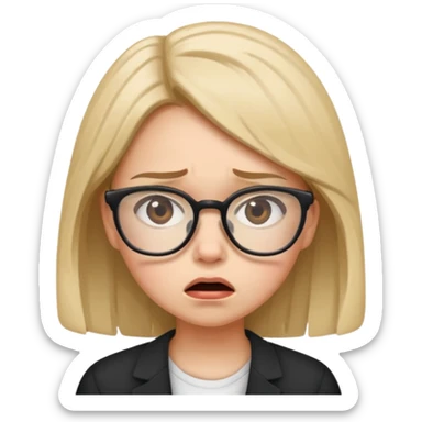 a young lady going crazy not having any work... wearing glasses sticker