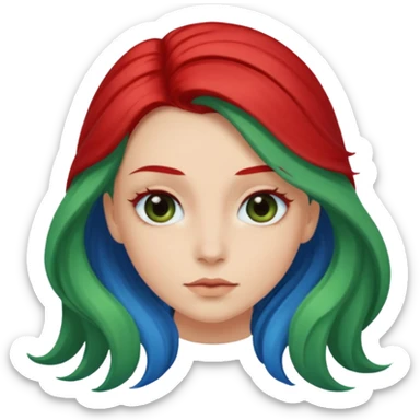 Like the first but her eye green  and blue and her hair red that brolong herwn  sticker