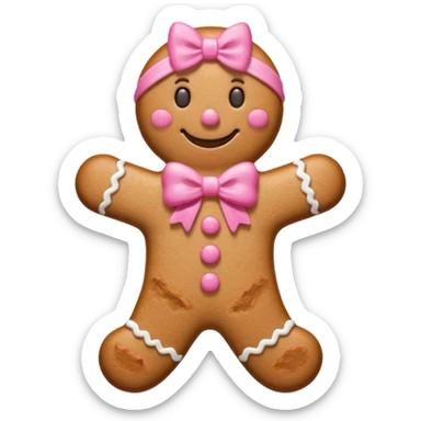 Make a gingerbread wear a pink bow sticker