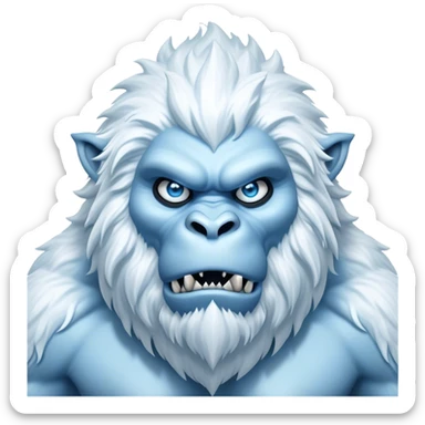 Cinematic Realistic WoW Yeti Portrait, captured in a dynamic, battle-ready stance, muscles rippling beneath dense fur of icy white and pale blue. His piercing ice-blue eyes blaze with raw power as frost clings to his form, rendered with dramatic natural lighting and high shine, exuding fierce, untamed strength in the midst of a wintry combat pose. sticker