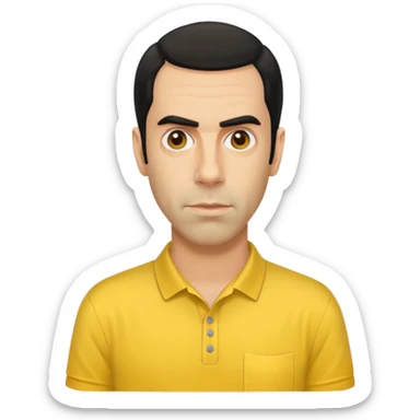 Sacha Baron Cohen with yellow shirt sticker