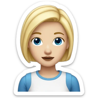 teenage girl with blue eyes and short blonde hair sticker