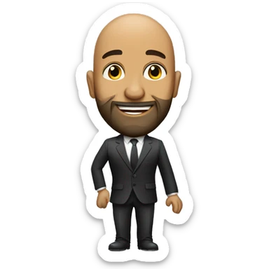 a bald brazilian man with a beard, wering a suit, singer, jazz sticker
