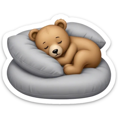 Teddy bear sleeping on grey pillow  sticker