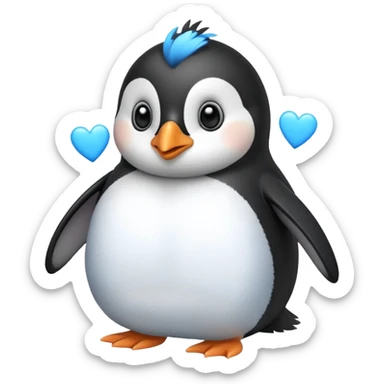loving cute penguin whit blue hearts around him sticker