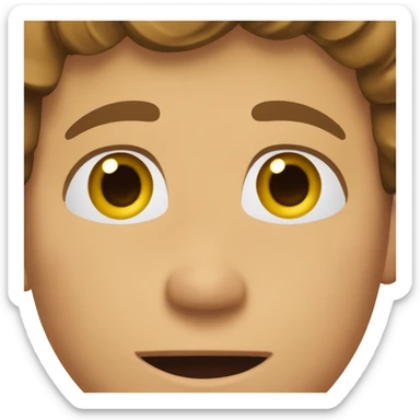 a boy with pronounced skin and short, wavy, brown hair with eyes like money and his hands on his ears, showing surprise sticker