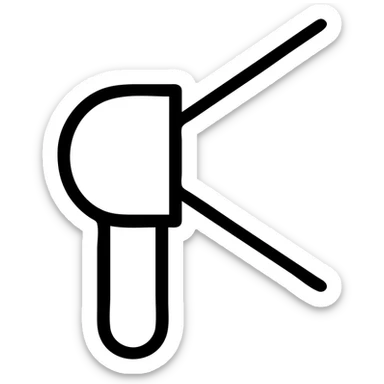 Single-stroke vector icon of a flashlight emitting a light cone: monoline circular lamp head (stroke 2 pt) at upper left meeting a straight 30° outline wedge, open base ellipse, no fill, no handle or internal details, monochrome deep-indigo stroke on white square background, flat icon, no gradients or drop shadows sticker