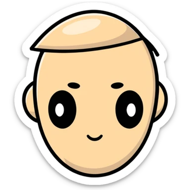 character with oval-shaped head with flat top sticker