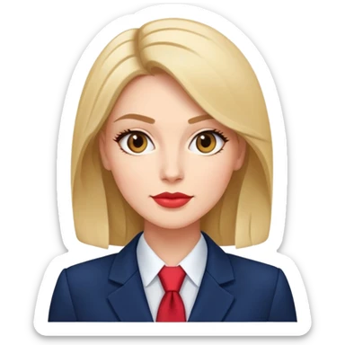 Put-together business woman, super pretty, average size, glam, navy suit sticker