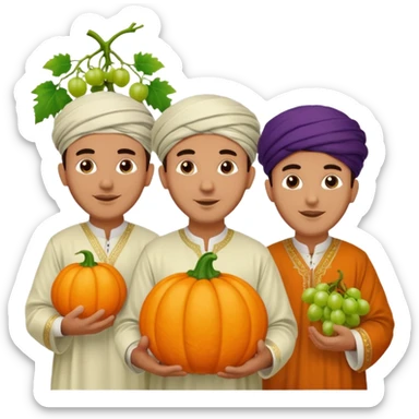 Moroccan men with pumpkin and grapes sticker