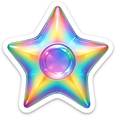 vibrant holographic rainbow y2k aesthetic hollow glass star bubble  sticker