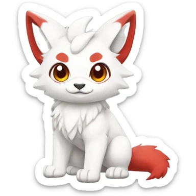 Cute cool white red animal hybrid Fakemon full body sticker