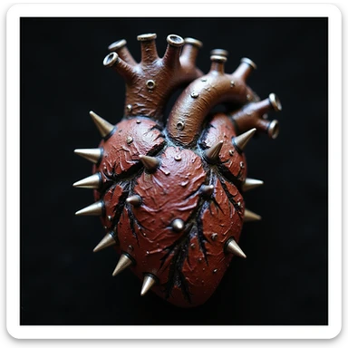 gothic heart with metallic spikes, photorealistic, ornate, dark, elegant, high detail sticker